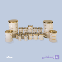 سرویس آشپزخانه ۱۸ پارچه کمرباریک خطی کرم طلایی کد UN-4599