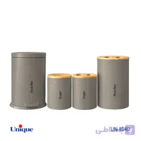 ست 4 پارچه یونیک طوسی درب بامبو  فلورانس UN-8040