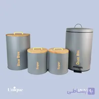 ست 4 پارچه یونیک طوسی درب بامبو  فلورانس UN-8034