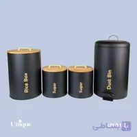 ست 4 پارچه یونیک مشکی درب بامبو مدل فلورانس UN-8032