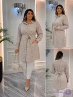 شومیز مانتویی زنانه سایز بزرگ گل گچی