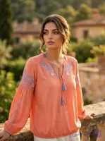 شومیز زنانه نخی گلدوزی‌دار