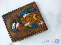 کیف چرم طبیعی طوطی تماما دست دوز هنری معرق