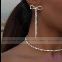 گوشواره جواهری پاپیون اویزی