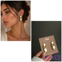 گوشواره اشکی ترکیب سنگ و مروارید