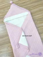 پتو بافت نوزادی کلاهدار خزدار رنگ صورتی