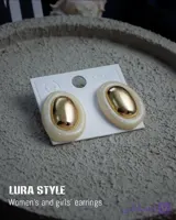 گوشواره طرح آزتک طلایی اَبروبادی میناکاری شیری استیل ۱۰۱۰۶۲