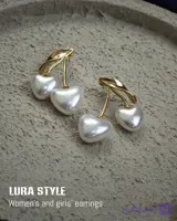 گوشواره طرح گیلاس قلب سفید استیل ۱۰۱۰۶۰