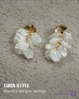 گوشواره میناکاری خوشه‌ای برگ سفید استیل ۱۰۱۰۶۶