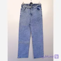 شلوار جین ترک نیم بگ  آبی زنانه سایز 33 و 34