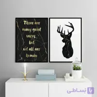 تابلو دیواری دو تکه گوزن مشکی طلایی