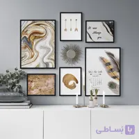 تابلو دیواری چند تکه آبستره طلایی