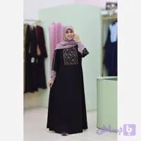 عبای زنانه مدل ترنم قد ۱۴۵ حریر اسود بسیار خنک خرجکار مخمل لطیف و با کیفیت