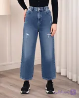 شلوار جین واید بگ آبی کد 8107