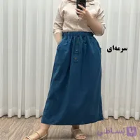 دامن لینن زنانه و دخترانه فری سایز مناسب تا سایز 48 قد 93 سانتیمتر