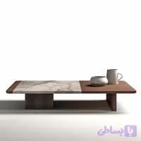 میز جلومبلی لوکس تلفیقی سنگ و چوب مدل گردوwe.casa