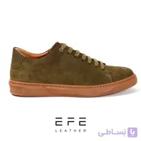 کفش چرم اشبالت بند دار سبز مدل هیراد