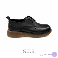 کفش چرم کژوال مشکی بنددار مدل تورین