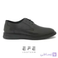 کفش چرم مردانه اداری مشکی بنددار مدل پادرا