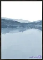 تابلو آبرنگی منظره مینیمال کوه و دریاچه آبی شماره 18 – Watercolor Landscape N 18
