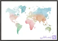 تابلو دکوراتیو نقشه جهان آبرنگی با رنگ‌های پاستلی – Watercolor World Map – Pastel colors
