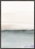 تابلو آبرنگی منظره مینیمال افق مرجانی و طوسی شماره 46 – Watercolor landscape N 46 Soft coral &amp; Gray 2 – 2