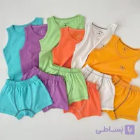 ست رکابی شورت نخ پنبه پسرانه در 6رنگ شاد