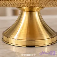 شیرینی خوری بلور لبه طلایی با پایه استیل