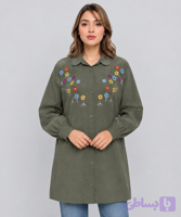 تونیک زنانه رنگ خزه ای تیره فری سایز از ۴۰تا۴۶