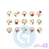 پک لیبل آدمک قلبی بسته 15 عددی