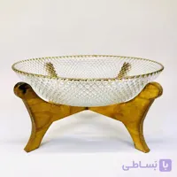 آجیل خوری شیشه ای  پایه چوبی طرح پیکسل مد