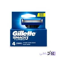 تیغ یدک ژیلت Mach3 Turbo مدل ۳ تیغه | بسته ۴ عددی