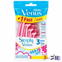 تیغ خودتراش ژیلت ونوس | Simply Venus سه تیغه ۵ عددی +۱ رایگان