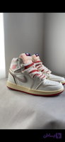 کتونی نایک ایرجردن 1 ساق دار سفید ، قرمز nike air jordan 1 white and red