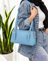 کیف دستی و دوشی زنانه دو زیپ رنگ آبی آسمانی
