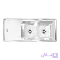 سینک ظرفشویی استیل توکار دو لگنه نگین الماس مدل SA 105