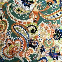 پارچه ساتن سیلک وارداتی طرح سنتی سبز کد 2222