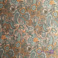 پارچه ساتن سیلک وارداتی طرح سنتی آبی روشن 2218