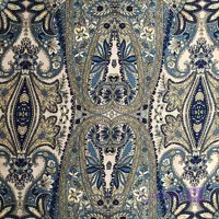 پارچه ساتن سیلک وارداتی طرح سنتی آبی کد 2223