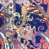 پارچه کرپ حریر طرح سنتی رنگ آبی کد 974