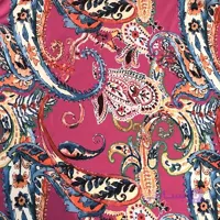 پارچه کرپ حریر طرح سنتی رنگ سرخابی کد 975