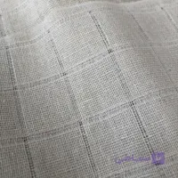 پارچه لینن چهارخانه رنگ کرم روشن کد 2835