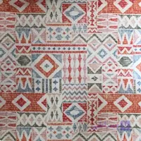 پارچه ژاکارد کوک دوزی طرح هندسی نارنجی کد 2845