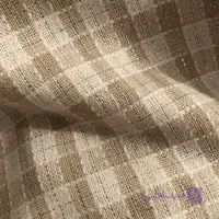 پارچه لنین نچرال هندی چهارخانه رنگ کرم کد 2834