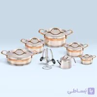 سرویس قابلمه استیل عرشیا مدل: SS270-32۸۰ رزگلد۱۶ پارچه