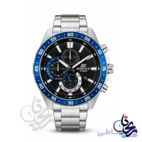 ساعت مردانه کاسیو مدل CAS_R10 | کورنوگراف تاچیمتر با بزل آبی متالیک و صفحه فیبر کربن