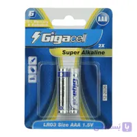 باتری نیم قلمی آلکالاین گیگاسل پک دوتایی Super Alkaline LR03 1.5V AAA