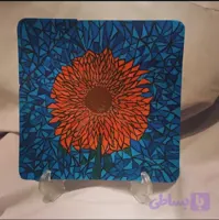 بشقاب سفالی طرح گل طرح کاشی