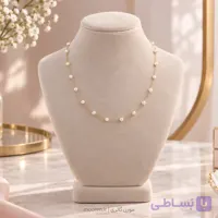 گردنبند استیل طلایی مرواریدی مدل پرنسس