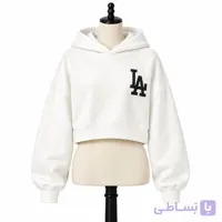 کراپ دورس زنانه کلاهدار LA سفید کد MDC102
